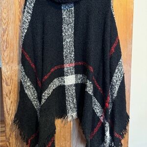 Black and Red Plaid Poncho